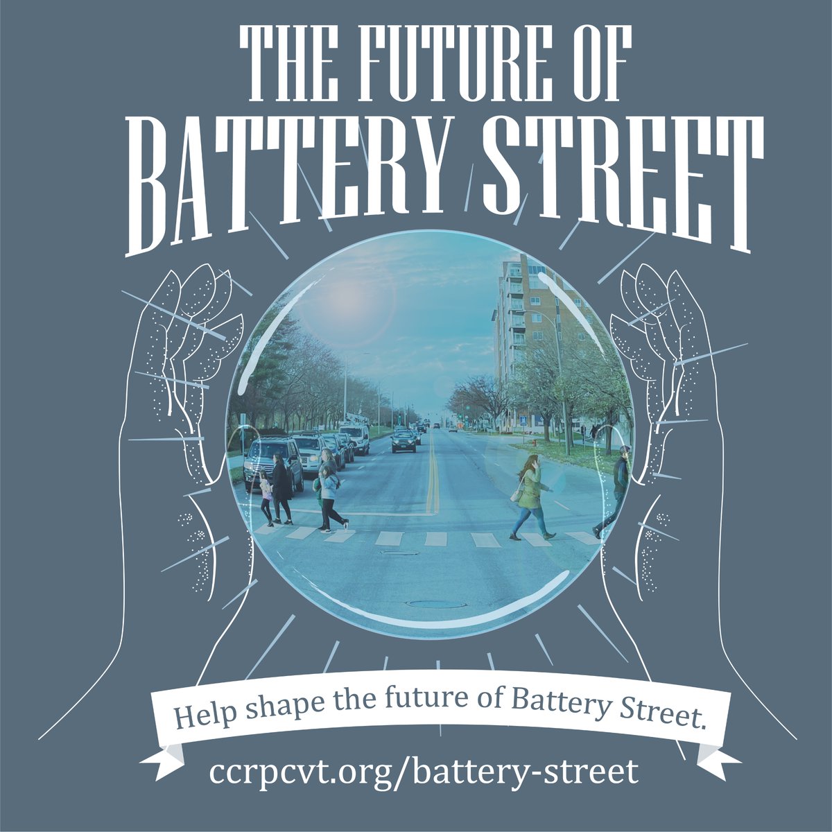 Want to be part of planning the future of Battery St #btv? Give input at an in person meeting, online survey, or interactive map – the Battery Street Planning study is kicking off &amp; needs your input! More info at project website: ccrpcvt.org/battery-street. (1/2)