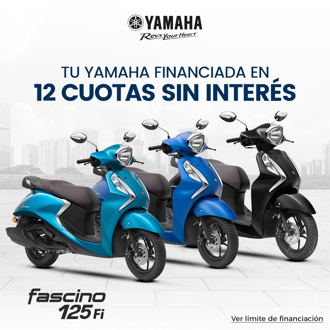 YamahaMotorArg's tweet photo. ¡Descubrí la comodidad y estilo de la Yamaha Fascino en la ciudad! Con su financiación en 12 cuotas sin interés, es más accesible que nunca. Solicitá tu cotización en https://t.co/A3i2Z6bLyg y empezá a disfrutar de su manejo suave y eficiente
*Ver montos de financiación
#12Cuotas https://t.co/hkarmHHbH9