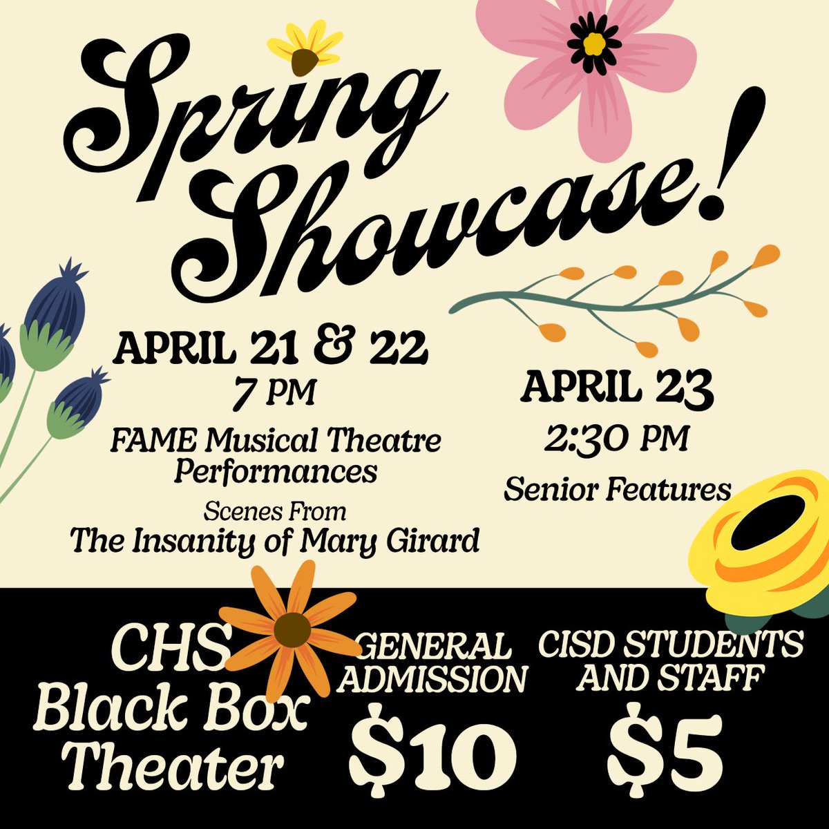 This Friday and Saturday at 7 pm, JV Production will be performing their one-act play, The Insanity of Mary Girard! Tickets go on sale TOMORROW, 4/19, on chstb.booktix.com.