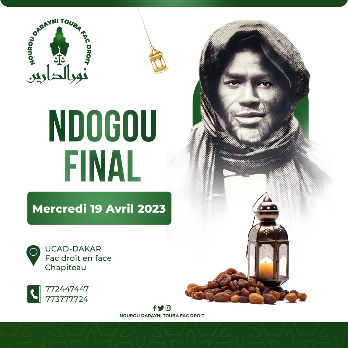 ToubaDroit's tweet photo. Nous sommes heureux de vous informer que le dernier partage de  Ndogou de cette année se tiendra ce mercredi 19 avril à l'UCAD, au fac droit devant le chapiteau.
Cette soirée sera également l'occasion de se retrouver et de célébrer la fin du Ramadan…
.
.
.
.
.
#Ramadan2023 https://t.co/6CuzxiGFub