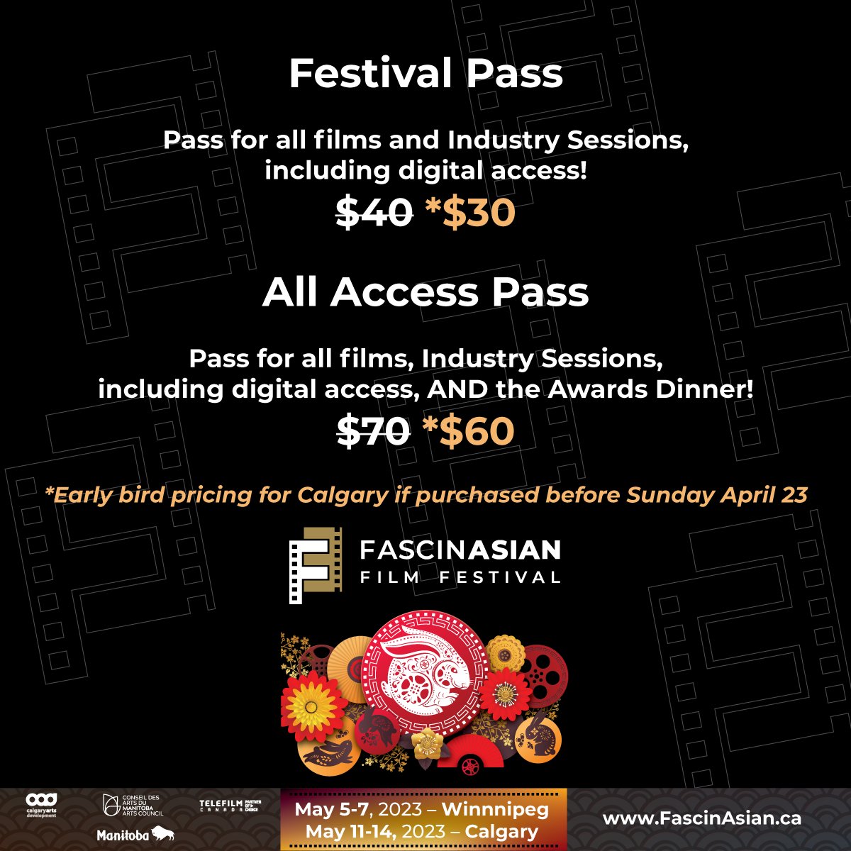 FascinAsianFF's tweet image. 𝐅𝐚𝐬𝐜𝐢𝐧𝐀𝐬𝐢𝐚𝐧 𝟐𝟎𝟐𝟑 Full Festival Schedule &amp;amp; Box Office - NOW OPEN!!!   

𝐂𝐀𝐋𝐆𝐀𝐑𝐘: May 11 - 14    

👉More details &amp;amp; get your tickets: fascinasian.ca/calgary 

#fascinasianfilmfestival #filmfestivalcanada #filmfestival #Asianfilmfestival #albertafilmfestival