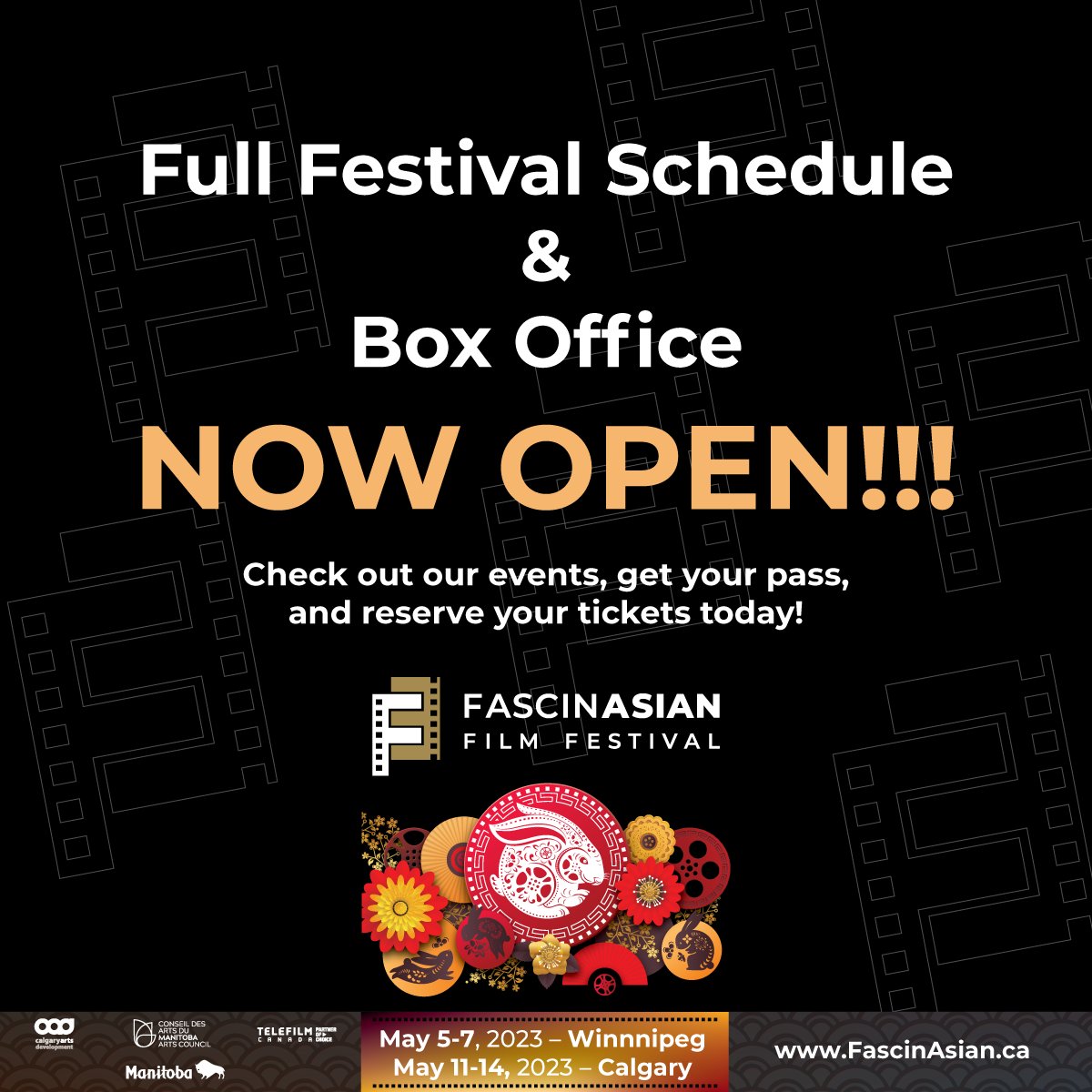 FascinAsianFF's tweet image. 𝐅𝐚𝐬𝐜𝐢𝐧𝐀𝐬𝐢𝐚𝐧 𝟐𝟎𝟐𝟑 Full Festival Schedule &amp;amp; Box Office - NOW OPEN!!!   

𝐂𝐀𝐋𝐆𝐀𝐑𝐘: May 11 - 14    

👉More details &amp;amp; get your tickets: fascinasian.ca/calgary 

#fascinasianfilmfestival #filmfestivalcanada #filmfestival #Asianfilmfestival #albertafilmfestival