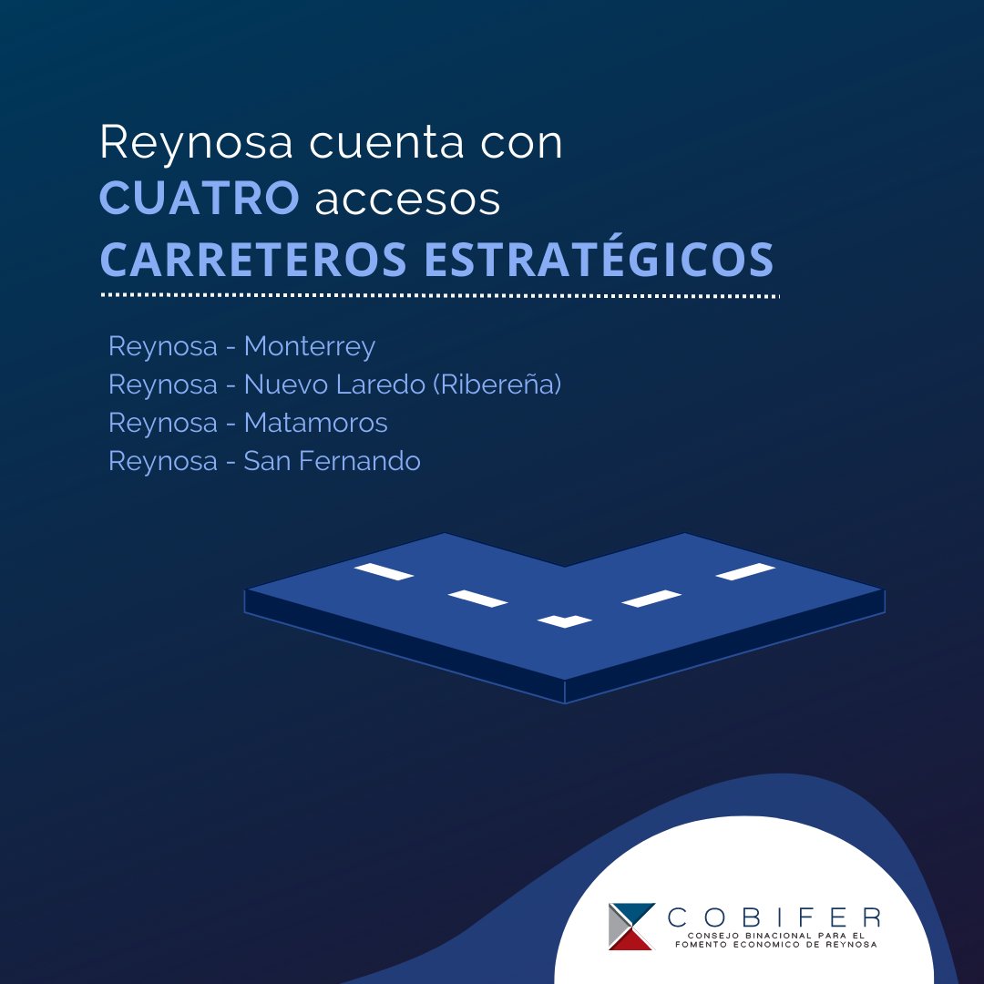 La excelente infraestructura de carretera de #Reynosa es una ventaja competitiva clave en el comercio internacional. 📍El #crucedeproductos manufacturados en México hacia EE. UU., Canadá y Sudamérica es más eficiente, reduciendo costos y mejorando la calidad del servicio.