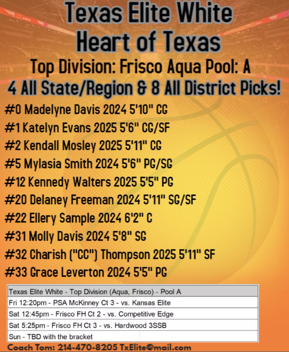 kwalters2025's tweet photo. Schedule for the Heart of Texas!!👀 https://t.co/e7R0EFyviL