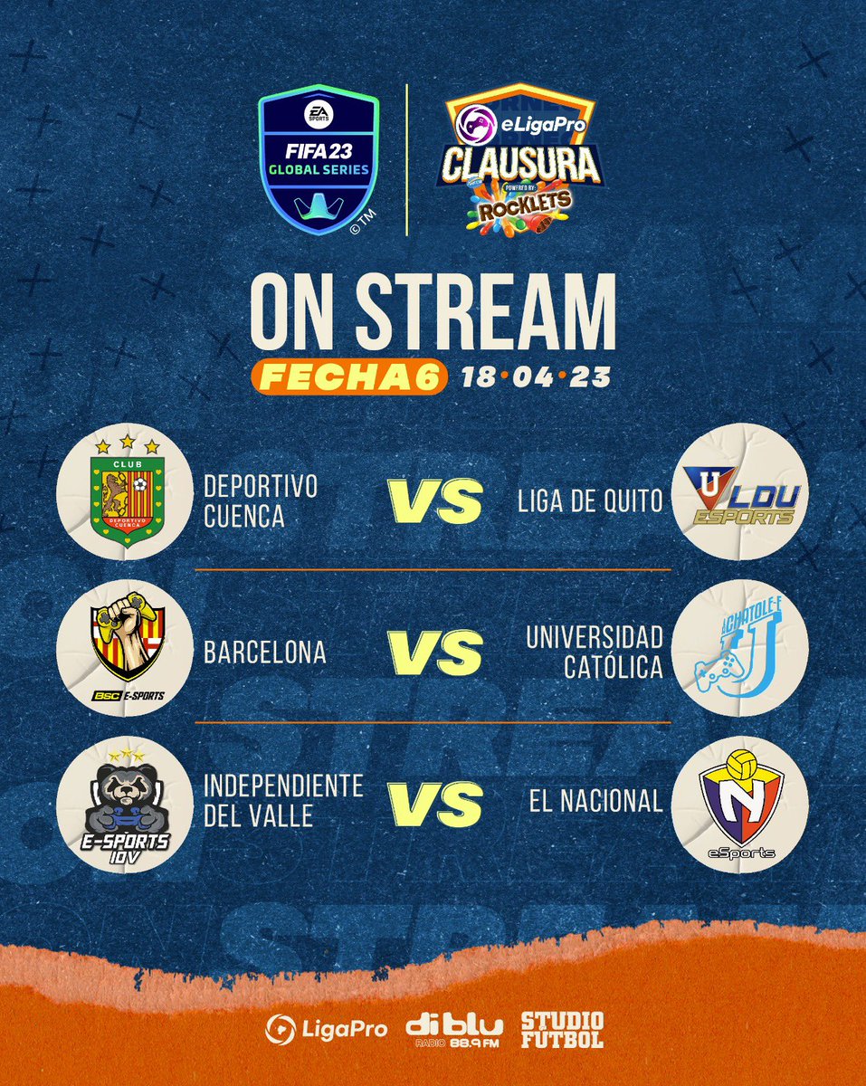 eligapro's tweet photo. ¡La emoción del torneo Clausura continúa! 🤩 Aquí están los partidos de la fecha 6 ⚽️ ¿Estás listo para disfrutarlos? 🙌 #LaMejorLigaDelMundo #PoweredByRocklets @LigaProEC @StudioFutbol @RadioDibluFM https://t.co/R56Upjz6rX