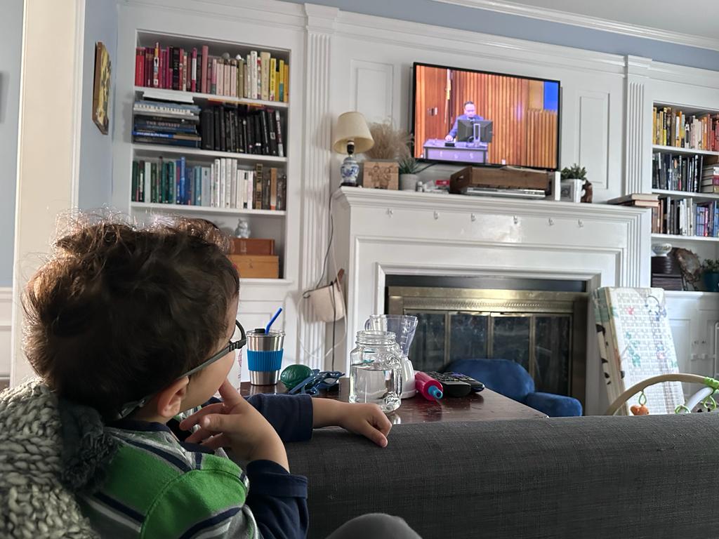 JultonTomanguil's tweet photo. One of my biggest joys today was to see my son watching me present my research project for CAMC Research Day.  He is watching me with the same intensity that he does when watching Bluey or Dino Ranch. 😁😁 I think he was really proud of Daddy. @CAMCInternalIAM #MedTwitter https://t.co/Gg615r4mSk