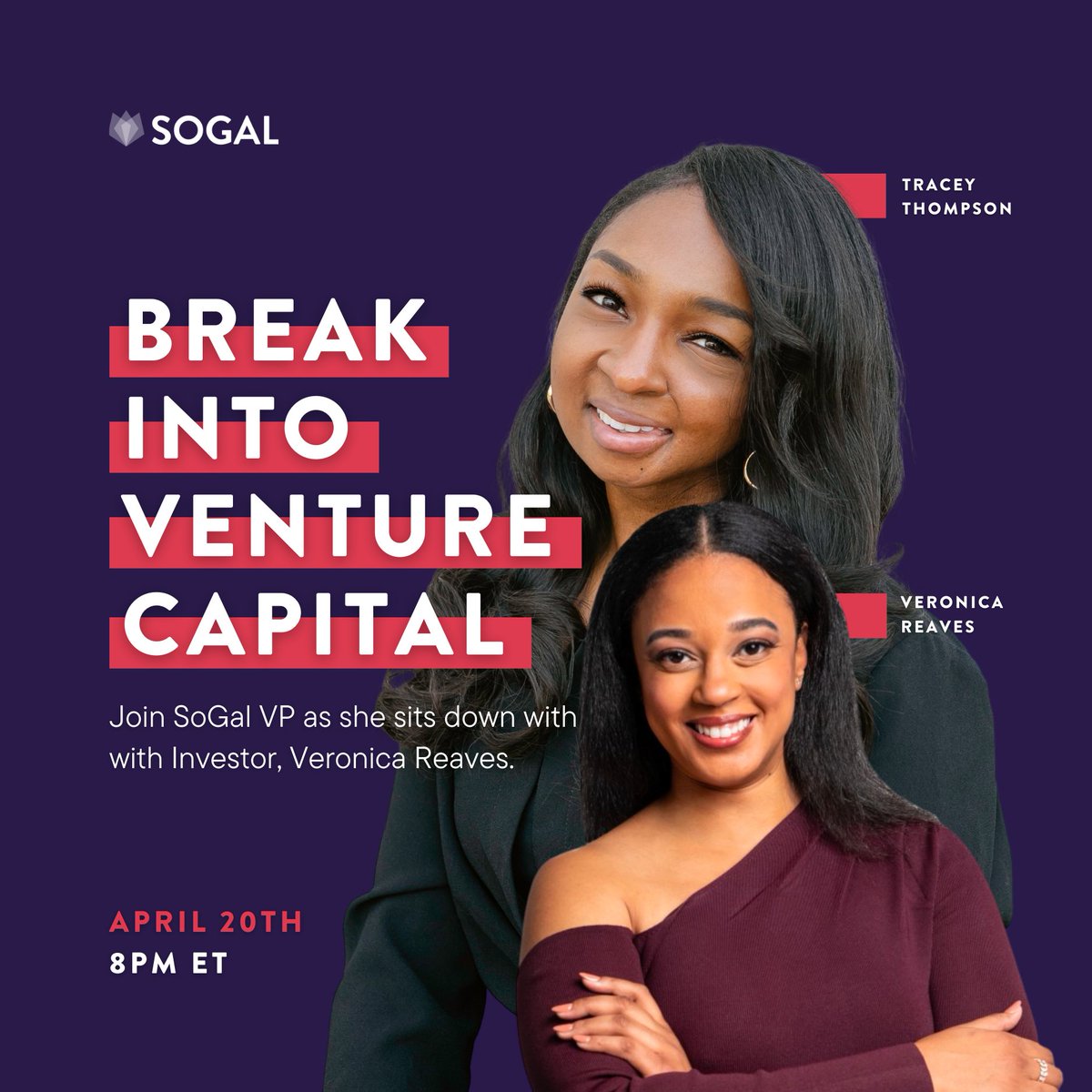 IamSoGal's tweet photo. This Thursday, join #SoGal's next Break Into VC discussing unique paths into #venturecapital, with personal industry lessons to help you pivot into the space with confidence! Get registered ✍️: https://t.co/sif5YS5hS6 https://t.co/K8GJx4SNsc