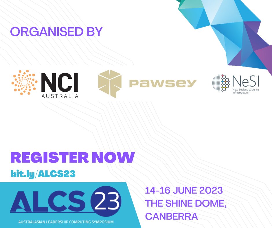 PawseyCentre's tweet photo. We are proud co-organisers of this year's #ALCS23 conference in Canberra! Join top minds in #HPC to discuss and shape the future of supercomputing. Register now and be part of the conversation. π¬π»
Learn more and register here π https://t.co/1RGwGQUSqz
@NCInews @NeSI_NZ https://t.co/zM1A9sYdNy