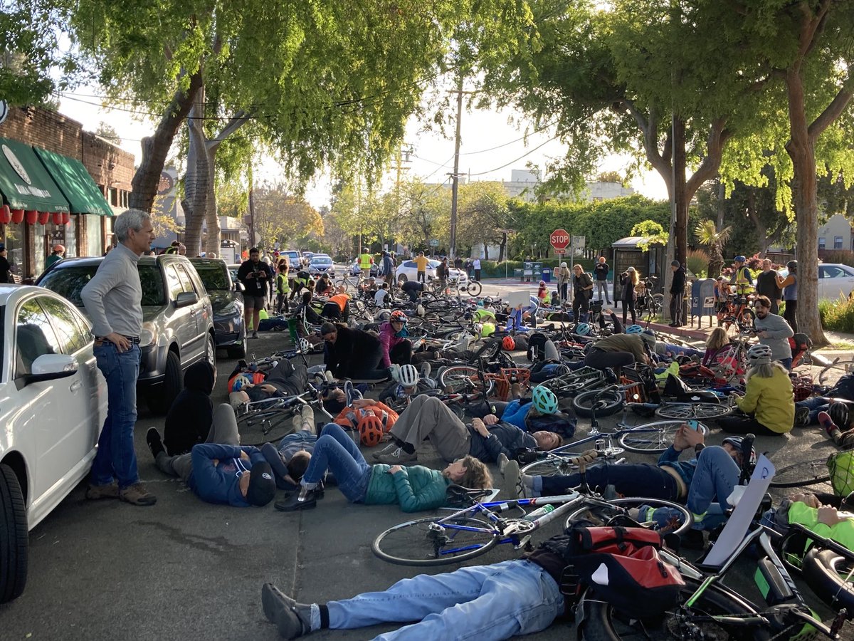 Die-In on Hopkins for safe streets and an end to traffic violence!  Thank you Telegraph for People and Walk Bike Berkeley!