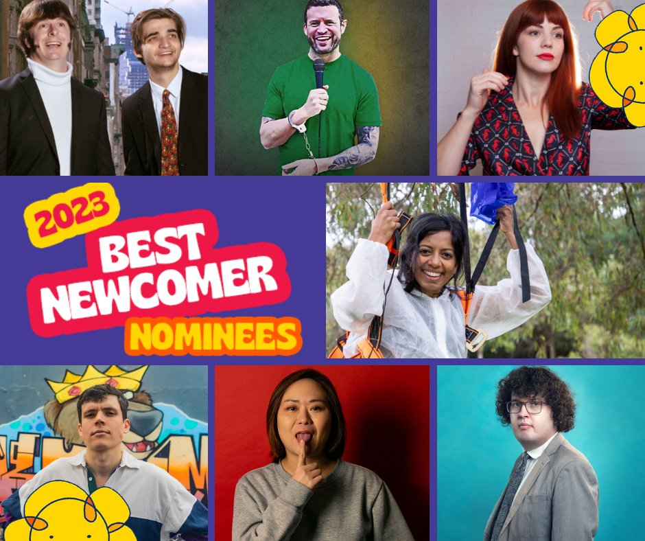 We are delighted to announce this year's Best Newcomer Nominees!

- Aiden Wilcox and Isaac Haigh
- Andrew Hamilton
- Bron Lewis
- Freddie McManus
- @hehuangcomedy 
- <a href="/rayolearycomedy/">Ray O'Leary</a> 
- Sashi Perera

micf23.au/AwardNominees