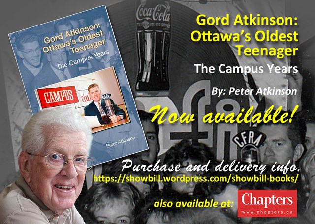 My book Gord Atkinson: Ottawa’s Oldest Teenager, is now available both at Chapters in Silver City Gloucester and Coles at Carlingwood.