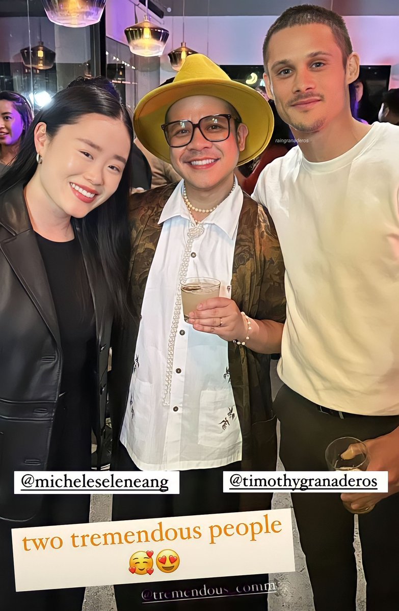 raingranaderos's tweet photo. #NEW 
📸| timothy with michele selene ang and jeremiah abraham at the tremendous PR 3rd anniversary celebration party!🤍 https://t.co/An6HnZmfkN