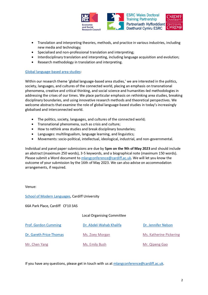 ❗👏 [CfP/Conference/PGR] Cardiff University <a href="/cardiffmlang/">Modern Languages</a> 
Interconnected Worlds: Interdisciplinary Perspectives on Language, Society, and Culture PGR Student-led Conference – Call for Papers