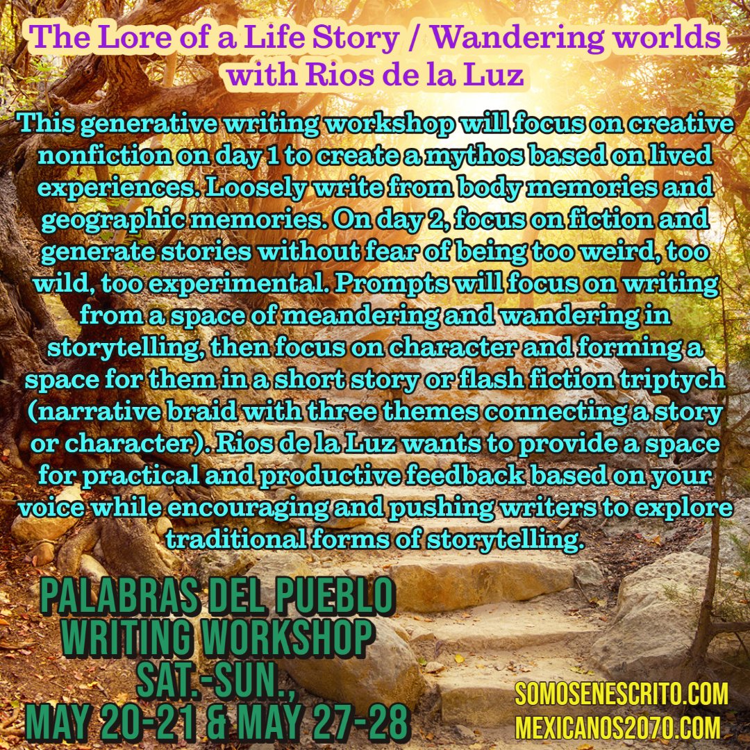 Somosenescrito's tweet photo. Apply today!
https://t.co/p6GhCe0f9x
#creativenonfiction #fictionwriting #memoir #memoirwriting #narrativestructure #GenerativeWorkshop #WritingClass #writingworkshop https://t.co/zXxEXrBuhm