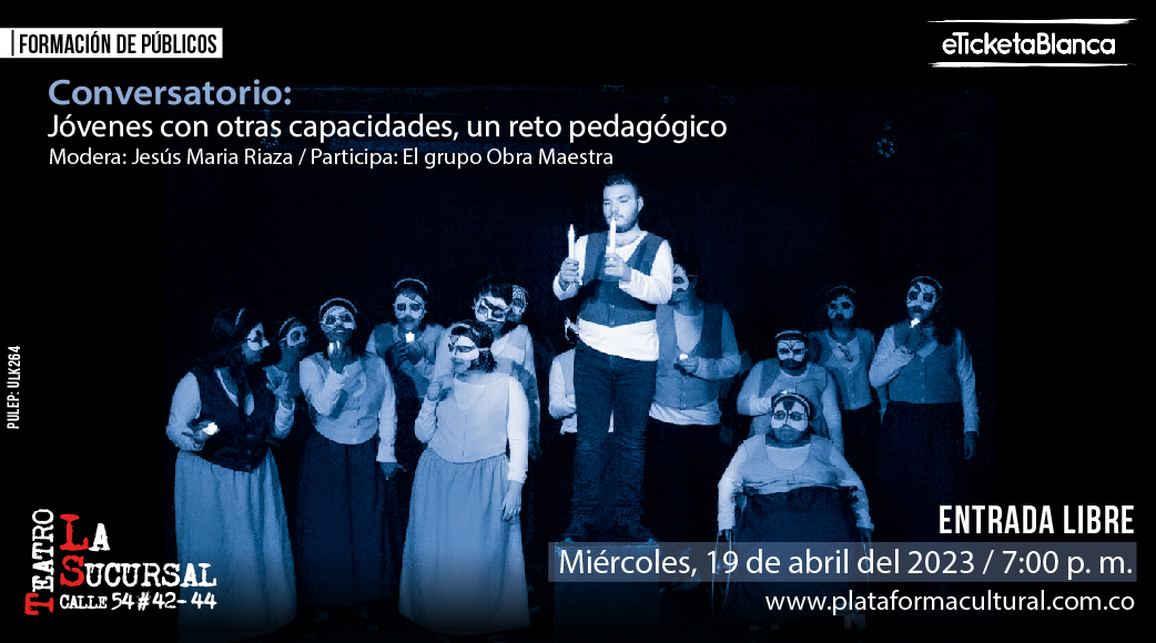 Te gusta la pedagogía?  Este encuentro es para tí. Pasemos un rato con el grupo de artistas con capacidades diferentes de la ciudad de Medellín, que han logrado mantener un grupo por 10 años y haciendo propuestas artísticas.
inscríbete:acortar.link/domE37