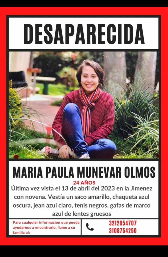 gloriariasnieto's tweet photo. Cada hora sin María Paula en casa es un dolor indescriptible para su familia y un mayor riesgo para ella.Autoridades y ciudadanía hacen lo posible x encontrarla;habrá q hacer hasta lo imposible y no parar hasta devolverla sana y salva a su hogar. 🙏🏻RT.@PoliciaBogota @GaulaPolicia https://t.co/mjSWQoQbrl