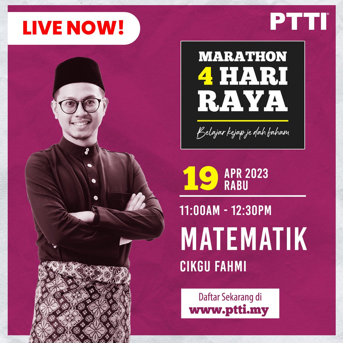 PTTIOfficial's tweet photo. Hai Selamat Pagi!

Platform dah dibuka! Marathon 4 Hari Raya

Klik link akses Zoom ke sesi👇🏻
https://t.co/P0mhTEtrLX
Passcode:123456 https://t.co/EIbuF4t4H4