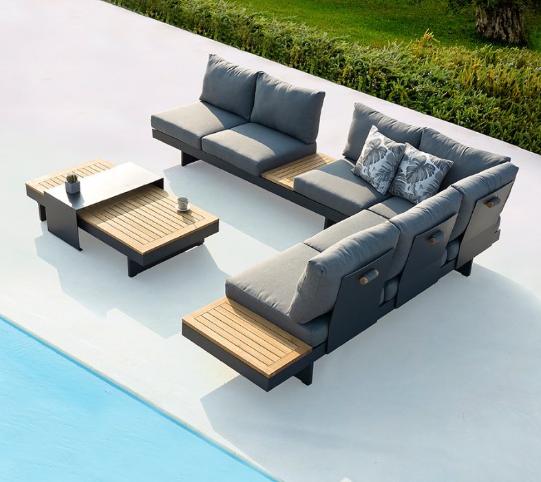 Wholesale of outdoor furniture sofa, aluminum alloy courtyard garden sofa, outdoor homestay leisure sofa combination.
