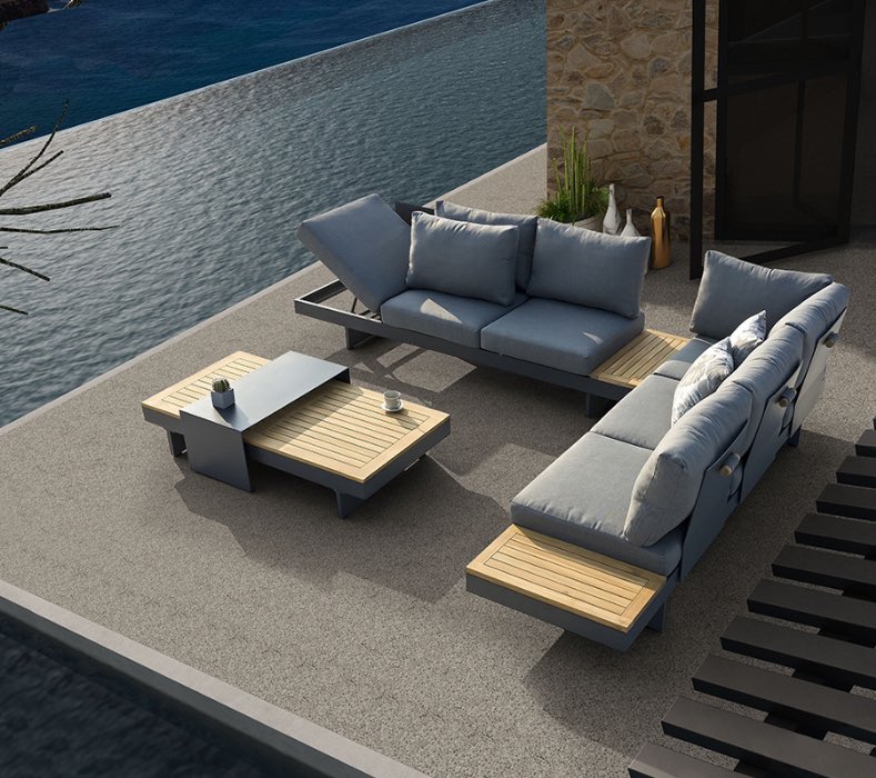 Wholesale of outdoor furniture sofa, aluminum alloy courtyard garden sofa, outdoor homestay leisure sofa combination.