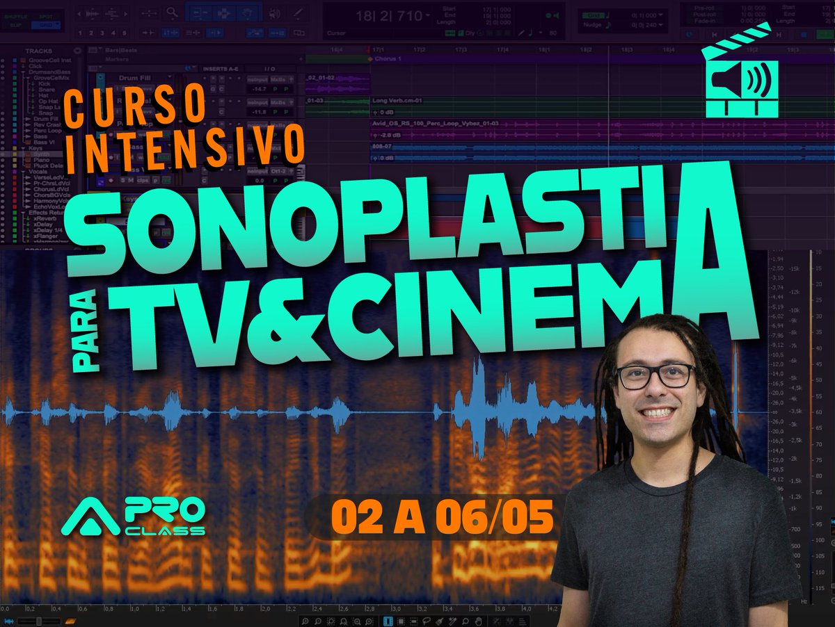 ProClass_RJ's tweet photo. Inscrições abertas para o Curso Intensivo de SONOPLASTIA para TV &amp; Cinema! 📽🎙
De 02 a 06/05. Das 10h às 18h (ter a sab)
Local: ProClass Copacabana
Saiba mais:
https://t.co/cnBDkyiwpz
.
#proclasstreinamentos #sonoplastia #tvecinema #audiovisual #edicaodeaudio #sonoplasta https://t.co/aql7y6ShHc