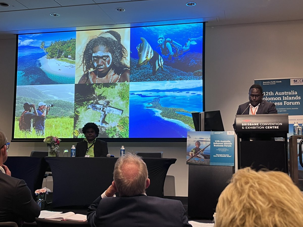 AustraliaPIBC's tweet photo. After these presentations, we want to book the next flight to Solomon Islands! ✈️ Thanks to the Ministry of Culture and Tourism, Tourism Solomons, and @DiveMunda for talking about the opportunities and challenges in developing the country’s tourism. #12ASIBF https://t.co/83Ru9V7mfJ