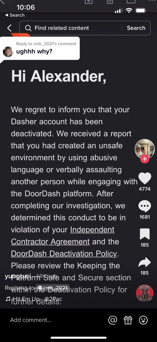 arava's tweet photo. @notcapnamerica So, @DoorDash fired him for using “violence”. @DoorDash you need to apologize to this man! https://t.co/i781pp2CEl