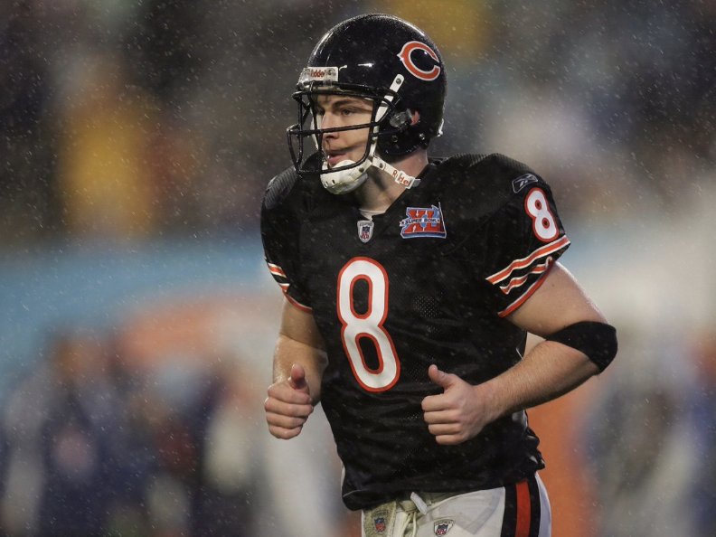 BN_Bears's tweet photo. Did you know that Rex Grossman has as many NFC Championship Game victories as Aaron Rodgers?

Well, now ya do!

Just 8⃣ days until the 2023 NFL Draft! https://t.co/i96roqtUPr