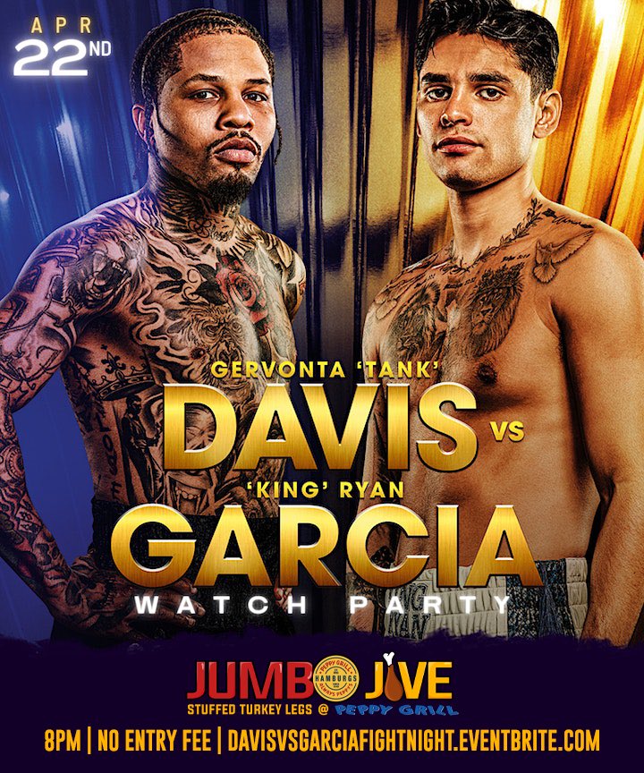 🥊Get ready for the ultimate lightweight showdown! Davis vs. Garcia is happening Apr 22 and we've got front row seats for you. Join us for an unforgettable night of boxing, food, and drinks. Order your tickets now and don't miss out! #DavisvsGarcia #Boxing #ChampionshipFight 🏆🥊