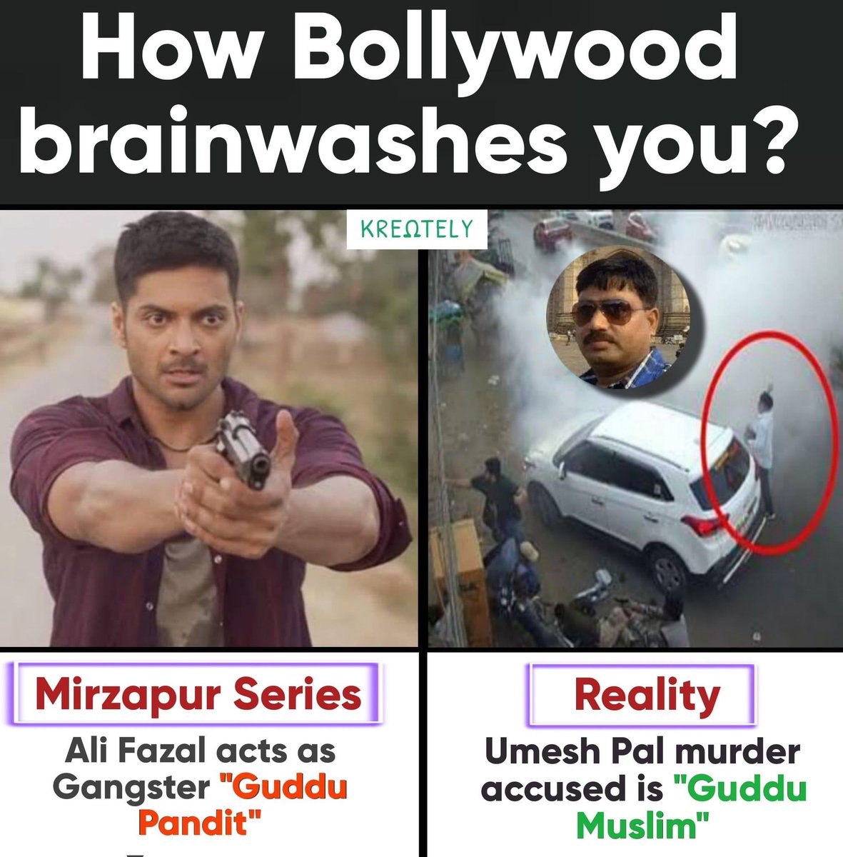 Mrsinha's tweet photo. After a few years Bollywood will make movies/series based on #AtiqueAhmed &amp; they'll present Atiq as Ravi Mishra &amp; Umesh Pal as Irfan Ansari. https://t.co/BGsQiF5fKp