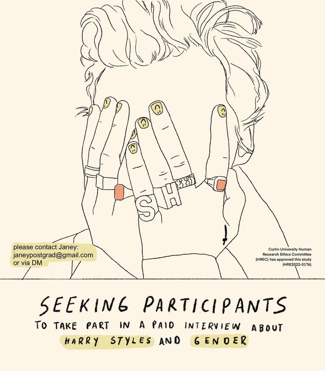 janeysumback's tweet photo. Seeking participants for a Curtin university approved PhD project on Harry Styles and gender. This project is open internationally (must be 18+). Contact janey via dm or email janeypostgrad@gmail.com 

#harrystyles #HSLOT #OneDirection 
Artwork by @syublight 🍓🍓 https://t.co/kcVRyVJo5s