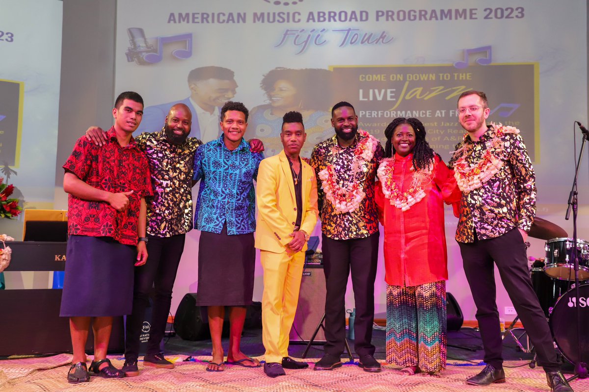 drnathanwebb_'s tweet photo. Bula from Fiji! My cultural ambassador experience began yesterday at the Fiji National University in Suva. What an honor to represent the USA, Music Education, and Belleville Middle School! @8Principal  @BellevilleSuper @RomainRoyal1 @belleville_ps https://t.co/ve3PEQI4zC