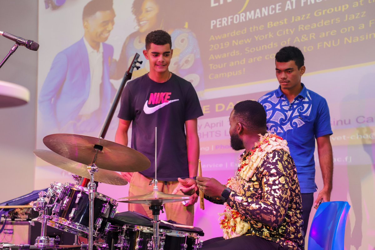 drnathanwebb_'s tweet photo. Bula from Fiji! My cultural ambassador experience began yesterday at the Fiji National University in Suva. What an honor to represent the USA, Music Education, and Belleville Middle School! @8Principal  @BellevilleSuper @RomainRoyal1 @belleville_ps https://t.co/ve3PEQI4zC