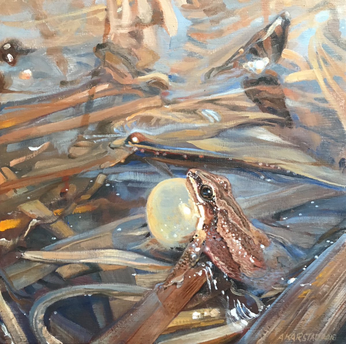 akarstad's tweet photo. One of the perks for our Database fundraiser - my oil painting of a Chorus Frog printed as hastinotes https://t.co/fEKR9RZaCe