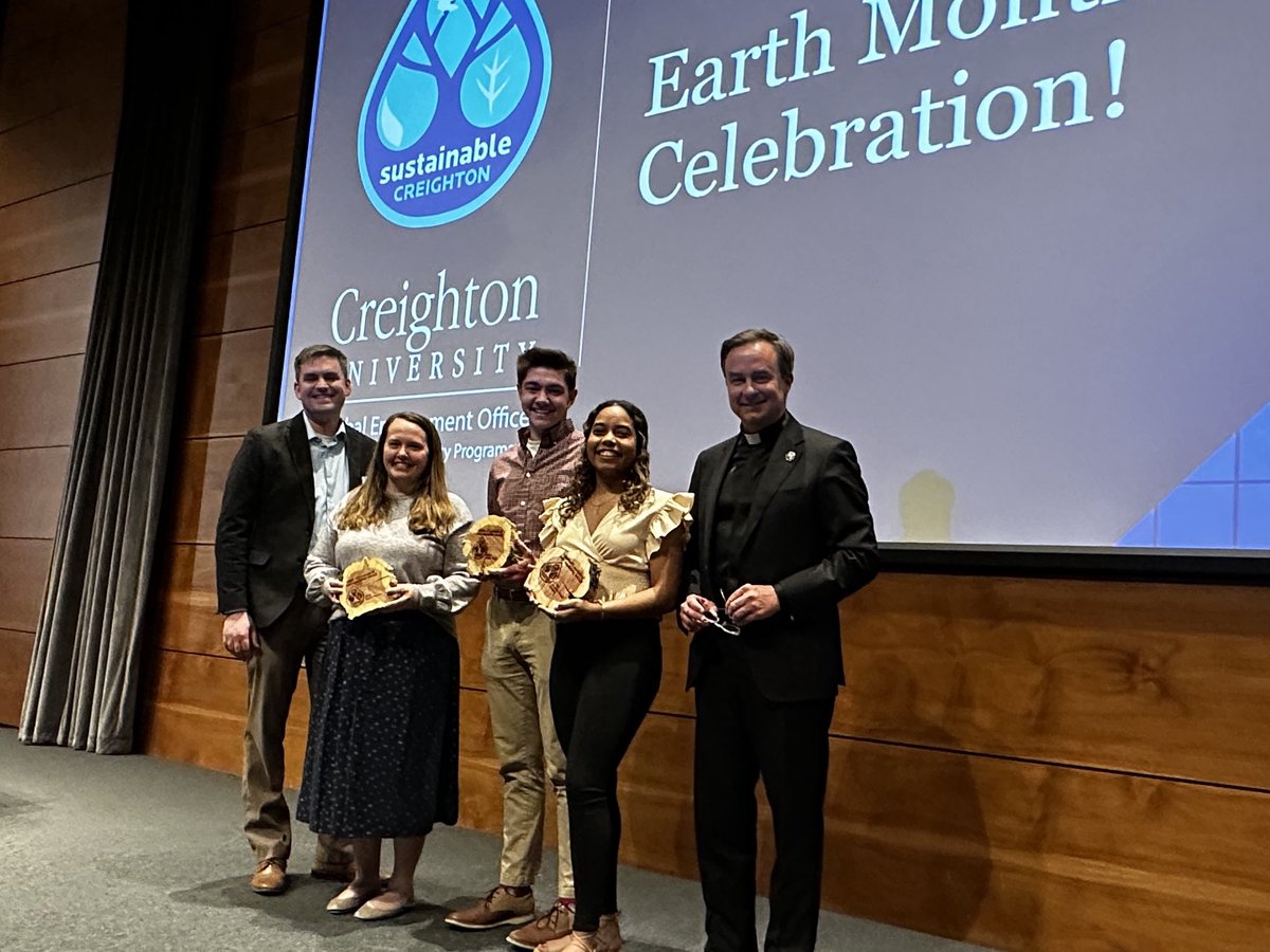 PresHendrickson's tweet photo. Congratulations to the 2023 @Creighton Laudato Sí Sustainability Awardees, Rachel, Henry, and Chantal! https://t.co/e8VtKUrdfS