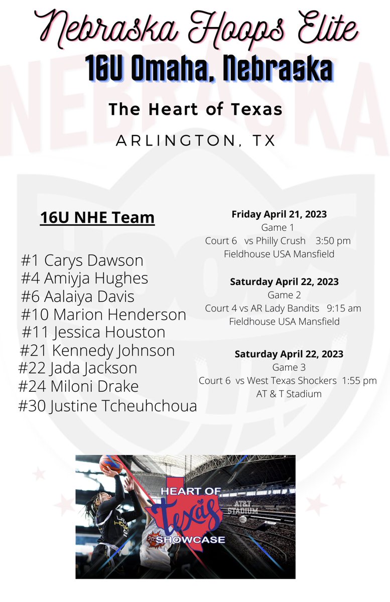 NHE 17U Girls (@nhe17ugirls) on Twitter photo The Heart of Texas Showcase, here we come! Coaches come check us out! It’s Time
<a href="/80Midwest/">Midwest Elite 80</a> <a href="/ReportSleeper/">The Sleeper Report</a> <a href="/InsiderExposure/">InsiderExposure</a> <a href="/WorldExposureWB/">World Exposure Report Women’s Basketball</a> <a href="/JrAllStarNE/">Nebraska Jr. All-Star GBB</a> <a href="/PGHNebraska/">Prep Girls Hoops Nebraska</a> <a href="/EPIC_4_Girls/">EPIC for Girls</a> The Heart of Texas Showcase, here we come! Coaches come check us out! It’s Time
<a href="/80Midwest/">Midwest Elite 80</a> <a href="/ReportSleeper/">The Sleeper Report</a> <a href="/InsiderExposure/">InsiderExposure</a> <a href="/WorldExposureWB/">World Exposure Report Women’s Basketball</a> <a href="/JrAllStarNE/">Nebraska Jr. All-Star GBB</a> <a href="/PGHNebraska/">Prep Girls Hoops Nebraska</a> <a href="/EPIC_4_Girls/">EPIC for Girls</a>