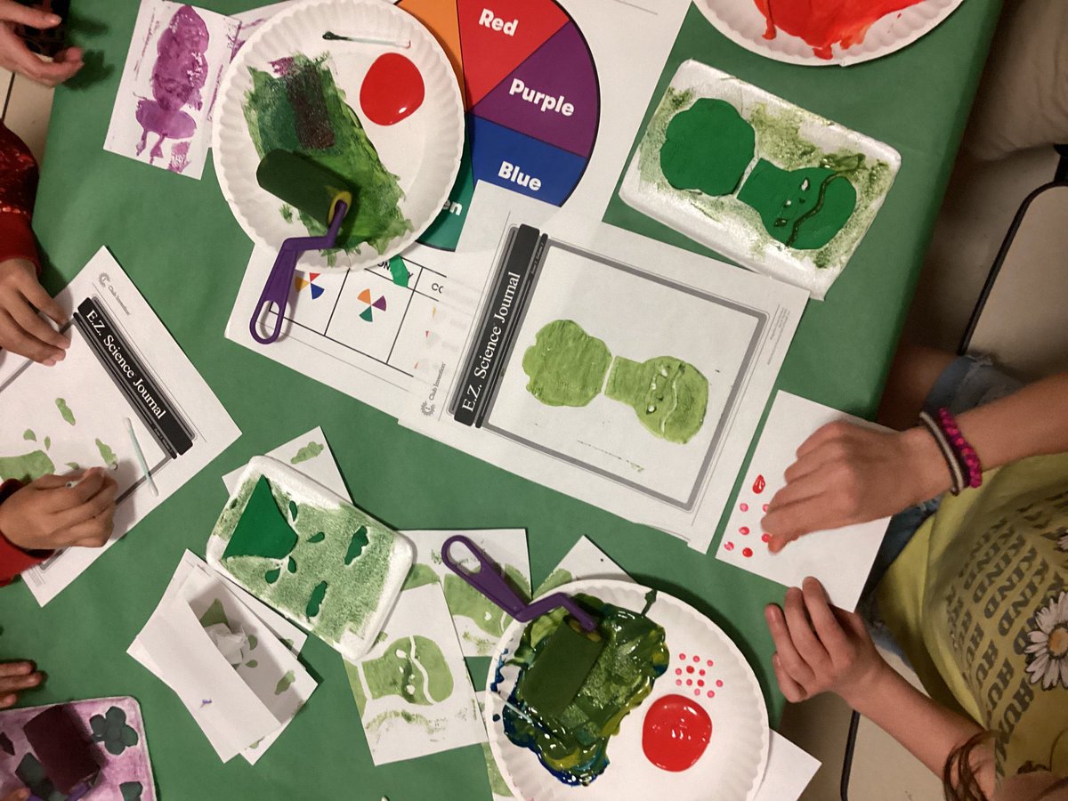 EASDpasquel's tweet photo. After school printing fun with #ClubInvention …we used scientific color mixing, paint rollers and we even created our own block print designs which transferred into print! #easd #scienceFun @EASDMarch @CampInvention @mrs_brodhead https://t.co/cXf6iO2a2M