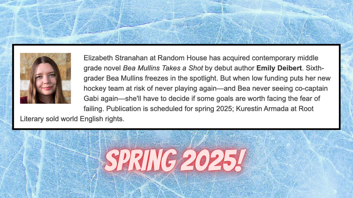 emilydeibert's tweet photo. I'm so thrilled to share that my debut novel will be published by @randomhousekids in spring 2025!
I can't wait to work with Elizabeth and the rest of the Random House BFYR team on this story about girls hockey 🏒, first crushes 🌈, and believing in yourself ✨ https://t.co/H977M52X6p
