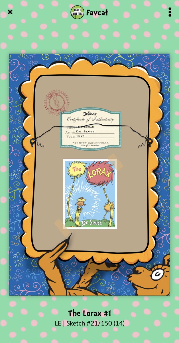 thefavcat's tweet photo. Color = joy.  The new set is packed with joy.

#seussibles #lorax #sketches #nft #drseussart https://t.co/6f9BWon9Op