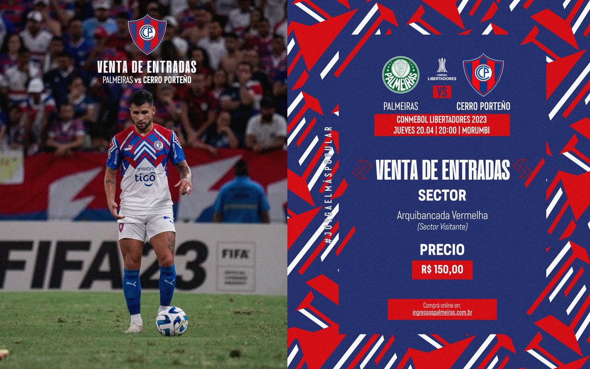 🎵🎶 ¡Yo no soy como Pitin que putea, si el equipo va perdiendo, abandona y se va! 🌪️ 

Ya están disponibles las entradas para el partido Palmeiras 🆚 Cerro Porteño, por la CONMEBOL #Libertadores 2023 🏆

Comprá tus entradas en: bit.ly/PalmeirasvsCCP 📲 

#ElClubDelPueblo 🔵🔴