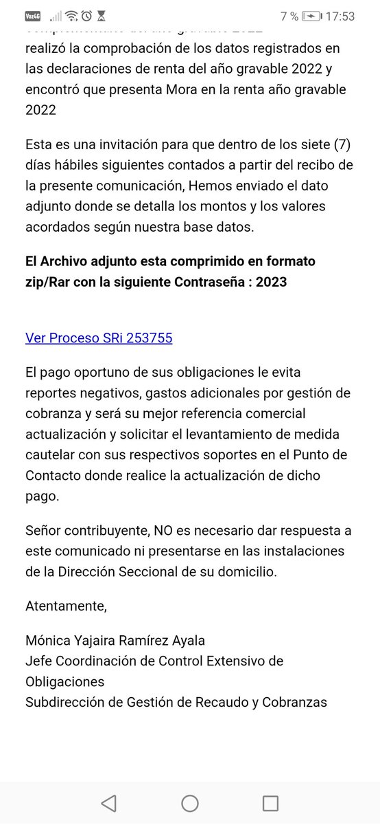 NoryElizabethF's tweet photo. Nuevo modo de estafa.
Este es el segundo correo que nos llega.
@SRIoficialEc alerten a los contribuyentes mediante sus cuentas oficiales. https://t.co/kpsBekLECV
