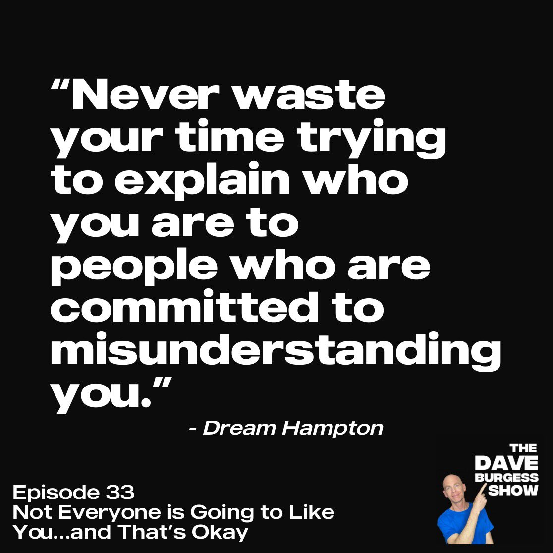 burgessdave's tweet photo. "Never waste your time trying to explain who you are to  people who are committed to misunderstanding you." - Dream Hampton
I featured this quote in episode 33 of the #DaveBurgessShow.
Check it out!
https://t.co/z2Pmloy3Nk
#tlap #dbcincbooks #LeadLAP https://t.co/38KFFzvsG7