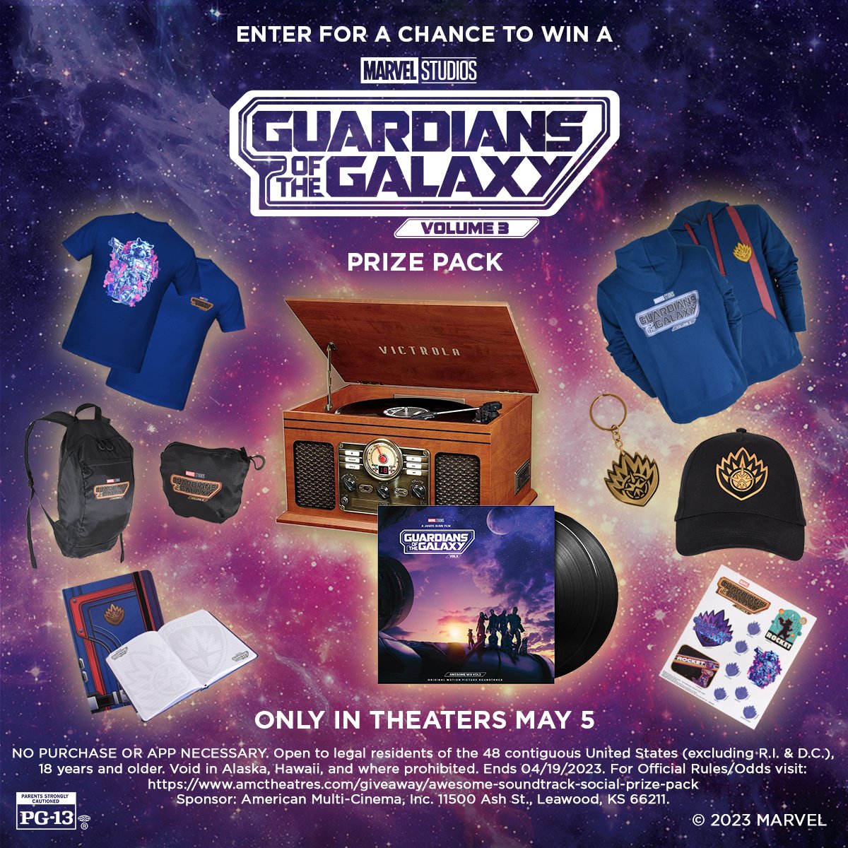‼️  GIVEAWAY ‼️

One lucky #AMC fan will win this <a href="/Guardians/">Guardians of the Galaxy</a> of the Galaxy Vol. 3 prize pack including a record player, 2-disc vinyl soundtrack and loads of merch.

Today only - reply with #AMCSoundtrackPrizePack to enter. Good luck!

Official rules: amc.film/43LmFoY