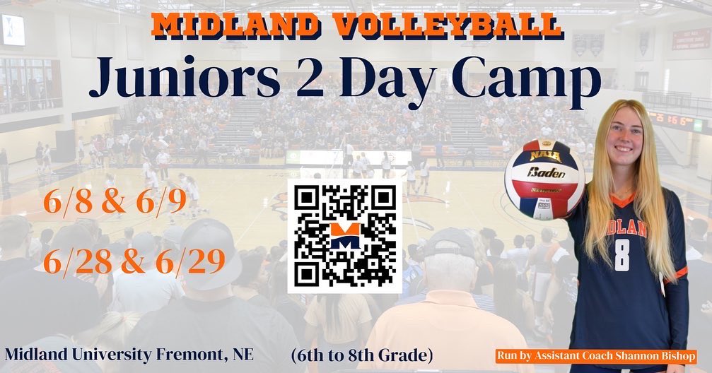 Midland_VBall's tweet photo. We still have opportunities this summer for your athletes to evaluate their game! Sign up with the link or QR code.🤩

https://t.co/OL59Jytw0Z https://t.co/3MQsdOKkBI
