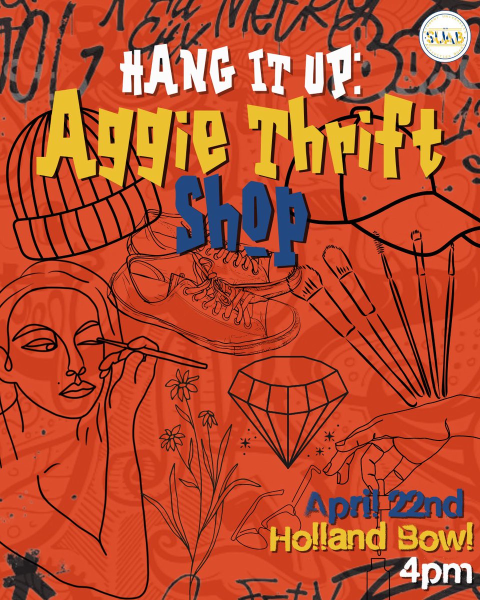 Consider yourself a thrifter? Then this is the event for YOU! Come out to Hang It Up: The Aggie Thrift Shop on April 22nd in the Holland Bowl, and enjoy the ambiance! Spring cleaning may have to wait after this one, so #LockIn and rack up on some new pieces! ☑️ #NCAT