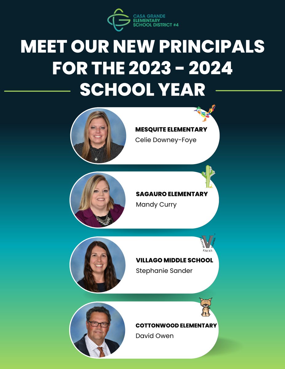 CGESD4's tweet photo. Please welcome our new principals for the upcoming 2023-2024 academic year, including both fresh and familiar faces.
#CGESDfamily #LearnersLeadersInnovators https://t.co/eVTSbNUce3