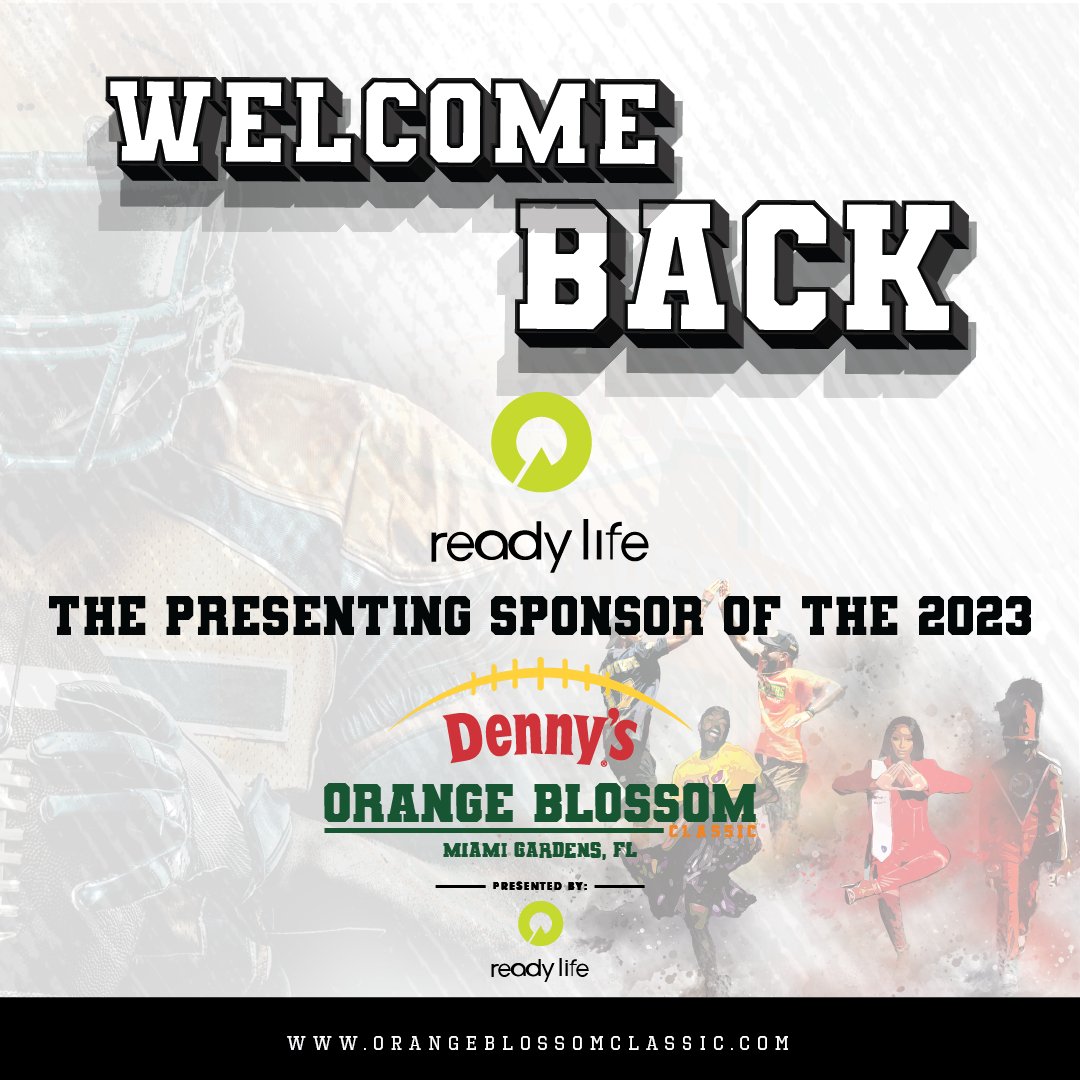 orangeblossomfc's tweet photo. Everyone make some noise for @readylifetweets! Thanks for being a part of the Denny's Orange Blossom Classic Presented by Ready Life 🍊🏈🔥!
Tickets are on sale now!
#orangeblossomclassic
#onebighbcucommunity
#ItsTheReunion #readylife https://t.co/ZUwbcoFTtu