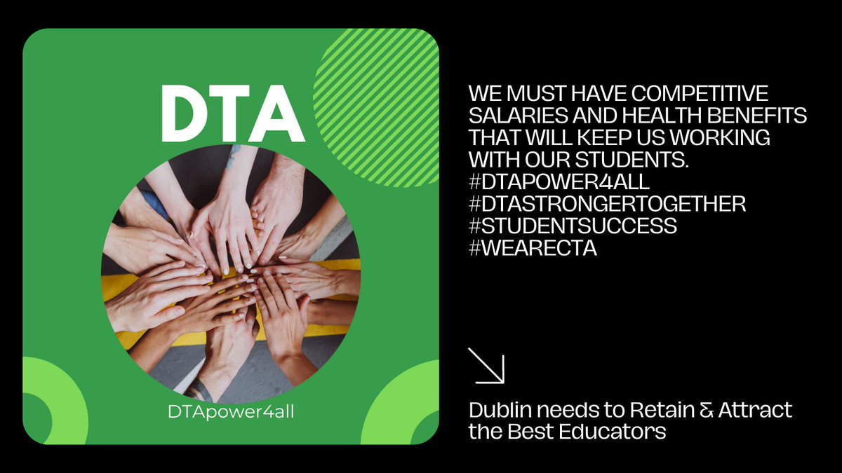 Retain Great Teachers
Recruit Great Teachers
Give Students the Best Teachers
#DTApower4all #DTAStudents1st
#studentsuccess 
#WeAreCTA