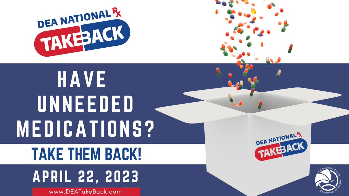 DEALASVEGAS's tweet photo. Spring🌷🧹cleaning? Do you have unused, unwanted prescription medications &amp; don’t know what to do with them? 

Bring them to us👋on Sat. April 22nd from 10am-2pm for the free, anonymous #DEA #TakeBackDay event. 

Find a drop off site near you. CLICK➡️https://t.co/0z0fpka0Tg https://t.co/1BMNIzvNKa