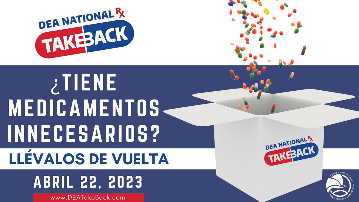 DEALASVEGAS's tweet photo. Spring🌷🧹cleaning? Do you have unused, unwanted prescription medications &amp; don’t know what to do with them? 

Bring them to us👋on Sat. April 22nd from 10am-2pm for the free, anonymous #DEA #TakeBackDay event. 

Find a drop off site near you. CLICK➡️https://t.co/0z0fpka0Tg https://t.co/1BMNIzvNKa