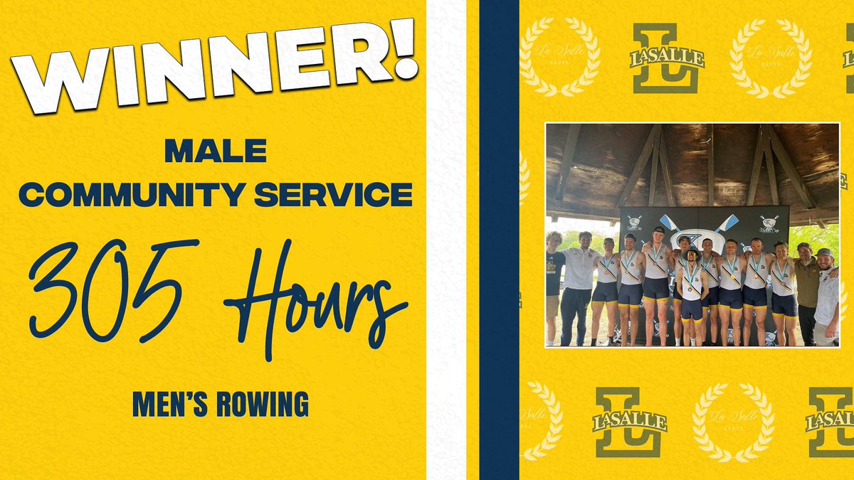 GoExplorers's tweet photo. This team volunteered 305 hours to organizations/events such as the Philadelphia Marathon, For Pete’s Sake, Ronald McDonald House, Philly House and Eddington Fire Company Station 28.
@LaSalleRowing is the winner of the Male Community Service Award!
#GoExplorers | #EXPYS https://t.co/s6uU4l4tL4